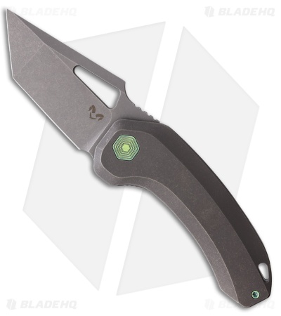 Damned Designs Oni XL Frame Lock Knife Stonewash Titanium (3" Stonewash)