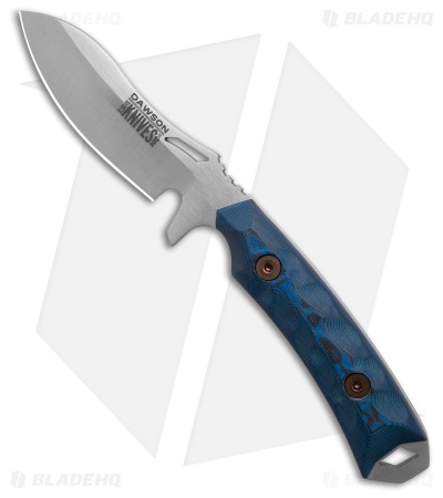 Dawson Knives Harvester MagnaCut Fixed Blade Knife Black/Blue G-10 (3" Satin)