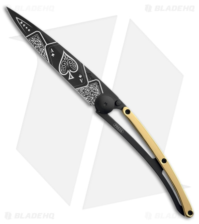Deejo 37g Good Luck Ultra-Light Liner Lock Knife Yellow Gold (3.75