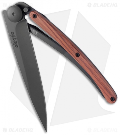Deejo 37g Blackout Ultra-Light Frame Lock Knife Coralwood (3.75 Black)