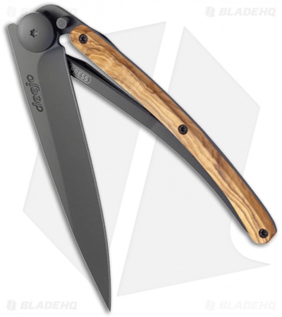 Deejo 27g Ultra-Light Liner Lock Knife Olive Wood (3" Black)