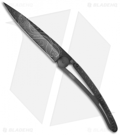 Deejo Python 37g Fish Ultra-Light Frame Lock Knife Black (3.75