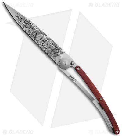 Deejo 37g Lion Ultra-Light Liner Lock Knife Coral Wood (3.75" Satin)