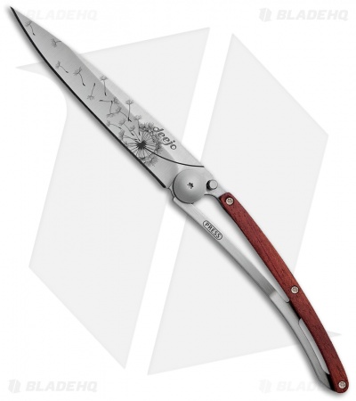 Deejo 37g Make a Wish Ultra-Light Liner Lock Knife Coral Wood (3.75" Satin)