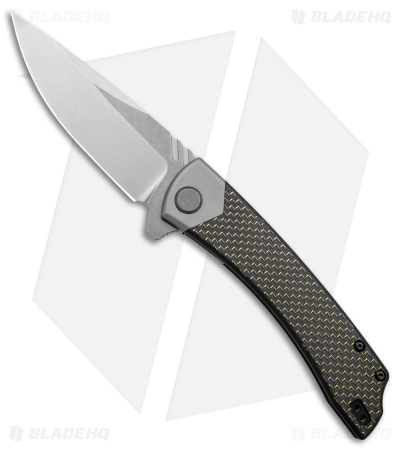 BRS E-Volve Khopesh Flipper Liner Lock Knife Gold Lightning Strike CF (4.1
