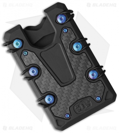 EOS 3.0 Wallet Titanium Black Carbon Fiber Inlays | Blue Anodized Hardware