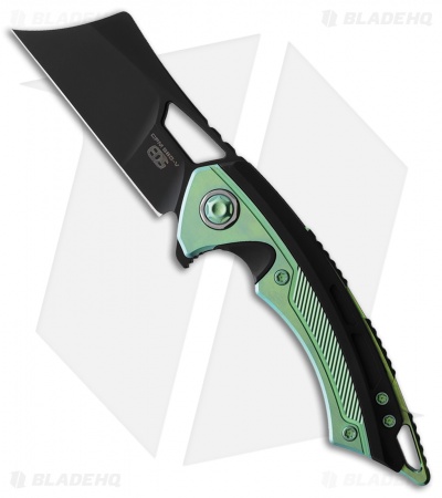 EOS Mini Nautilus Frame Lock Knife Black/Green Titanium (3.25