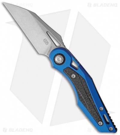 EOS Urchin Friction Folding Knife Blue Ti/Black CF (3.125" Stonewash Nitro-V)