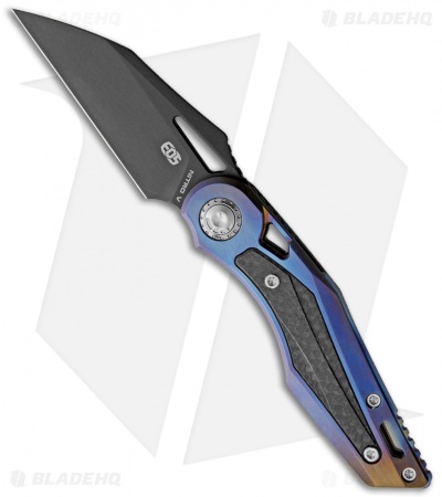 EOS Urchin Friction Folding Knife Flamed Ti/Black CF (3.125" DLC Nitro-V)
