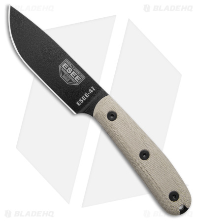 ESEE Knives Model 4HM Fixed Blade Knife Tan Micarta + Kydex (4.4" Black)