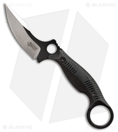 Elite Tactical Finger Ring Fixed Blade Knife Black ABS (3" Two-Tone)
