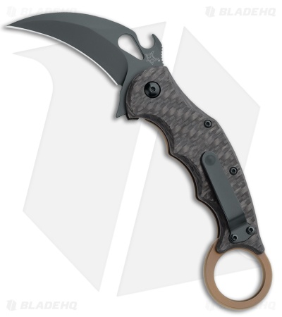 FOX Knives Karambit Frame Lock Knife Tan Titanium/CF (2.56" Black) *DISC*