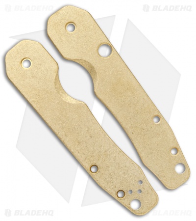 Flytanium Brass Smock Scales for Spyderco Smock - Stonewash