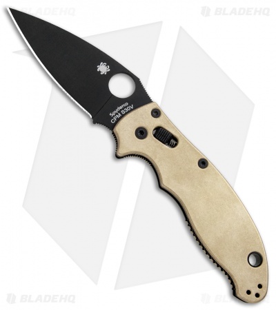 Flytanium Brass Scales + Spyderco Manix 2 Knife (3.4" Black)