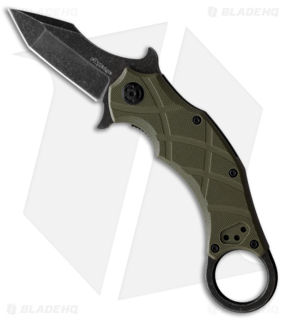 Fox Edge Claw Tanto Liner Lock Knife OD Green G-10 (2.40" Black Stonewash)