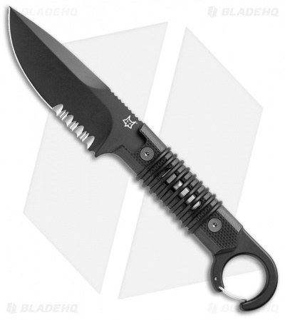 Fox Knives Ferox Fixed Blade Knife Black G-10 (3.5" Black Serr)