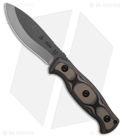 Fox Knives/TOPS Knives Ego Fixed Blade Knife Tan/Black G-10 (3.9" Stonewash)