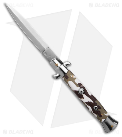 Frank B. 9" Italian Stiletto Automatic Knife Camouflage (Satin Dagger)