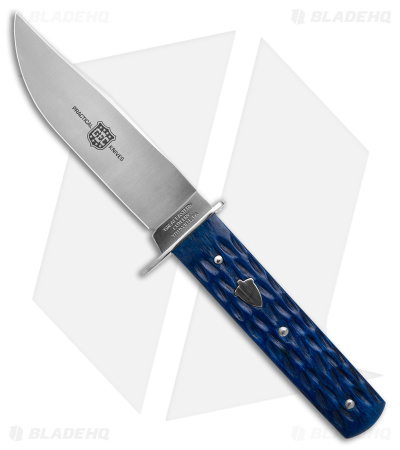 GEC H10 Hunter Fixed Blade Knife Ocean Blue Jigged Bone Small Seed (4.4" Satin)