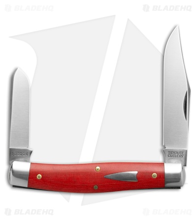 GEC Tidioute Cutlery Boss Bull Keeper Red Linen Micarta Knife (3.1" Satin)