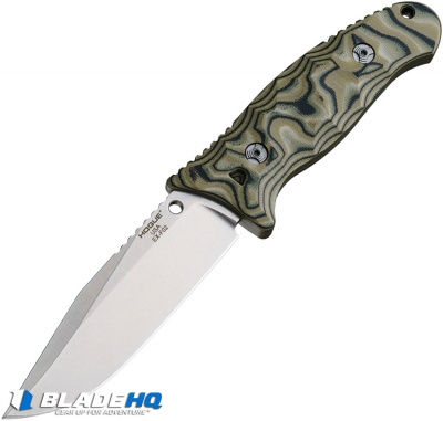 Hogue EX-F02 Clip Point Fixed Blade Black/Green G-10 (4.5" Stonewash)