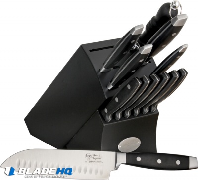 Frost Cutlery Hen & Rooster 13 Piece Kitchen Knife Set - Black Polymer