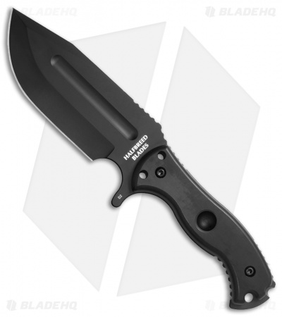 Halfbreed Blades Large Bush Drop Point Fixed Blade Knife Black G-10 (5.7" Black)