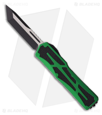 Heretic Knives Colossus OTF Automatic Knife Green Alum Black (3.5" Two-Tone)