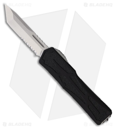 Heretic Knives Colossus OTF Automatic Knife Black Aluminum (3.5" Serrated SW)