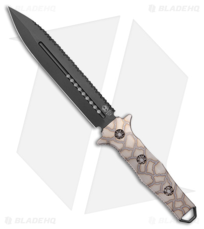 Heretic Knives Nephilim Fixed Blade Knife Flamed Titanium(6.5" Black Serr)