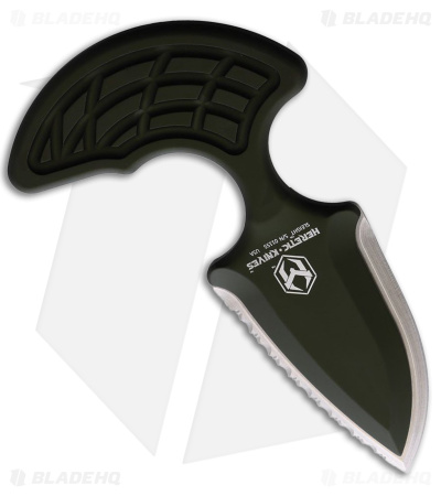 Heretic Knives Sleight Modular Push Dagger Knife OD Green (3" Satin Serrated)