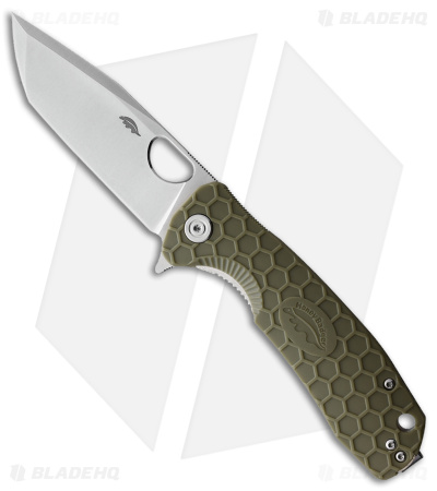 Honey Badger Knives Large Flipper Tanto Green FRN (4" Satin)