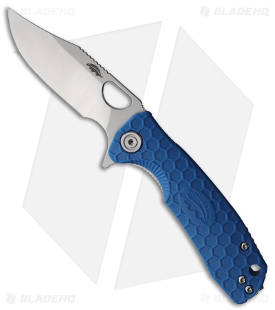 Honey Badger Knives Small Flipper D2 Clip Point Blue FRN (3" Satin)