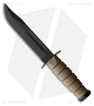 Ka-Bar USA Fighting Knife Tan Grooved Kraton (7" Black) KA5013