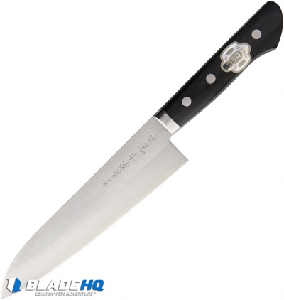 Kanetsune Kengata Kitchen Knife Smooth Black Wood (7" San Mai)  KC141