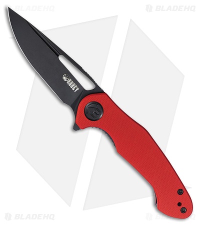 Kubey Dugu Liner Lock Knife Red G-10 (2.9" Black Stonewash 14C28N)