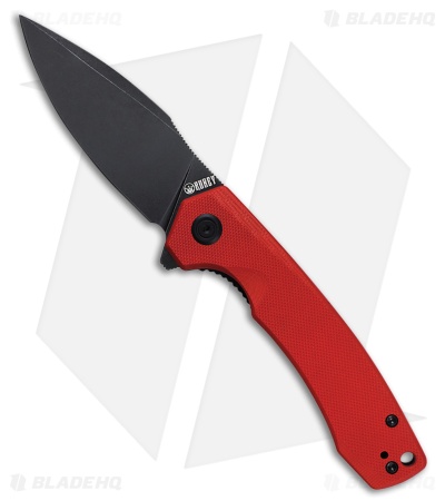 Kubey Calyce Liner Lock Knife Red G-10 (3.3" Black Stonewash D2)