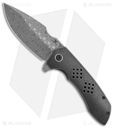 Kansept Entity Drop Point Frame Lock Knife Titanium (3.5" Damascus) K1036A3