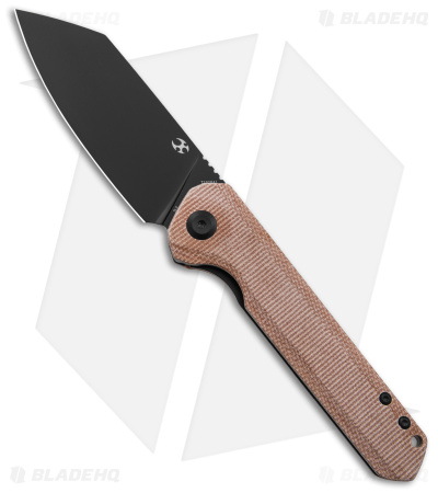 Kansept Knives Bulldozer Liner Lock Flipper Knife Brown Micarta (3.75" Black)