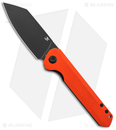 Kansept Knives Bulldozer Liner Lock Flipper Knife Orange G-10 (3.75" Black)