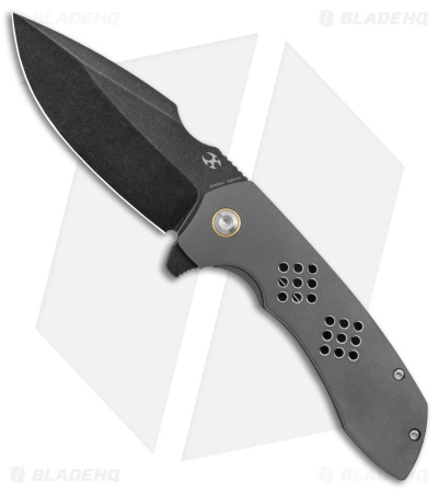 Kansept Entity Frame Lock Knife Drop Point Gray Titanium (3.5" Black SW S35VN)