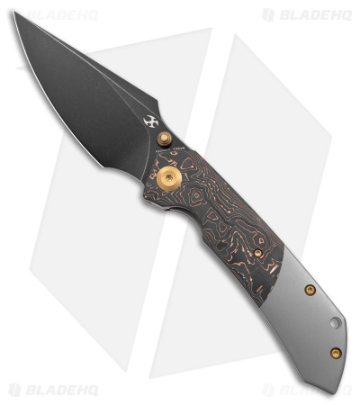 Kansept Knives Fenrir Liner Lock Knife Copper CF/Titanium (3.4" Black SW)