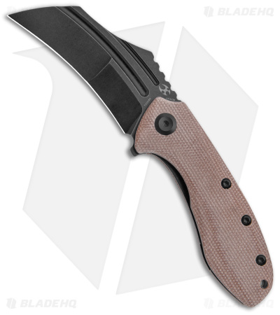 Kansept Knives KTC3  Hawkbill Liner Lock Knife Brown Micarta (3" Black) T1031B2