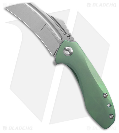 Kansept Knives KTC3 Hawkbill Frame Lock Knife  Green Titanium (3" Stonewash)