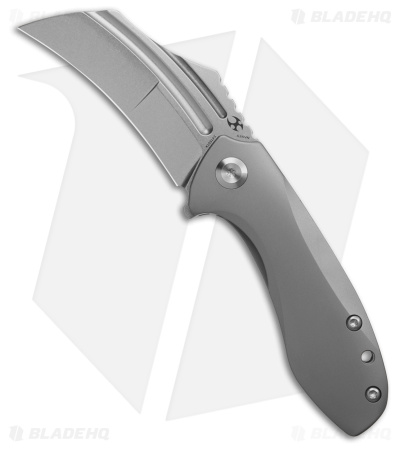 Kansept Knives KTC3 Hawkbill Frame Lock Knife Bead Blasted Titanium (3" SW)