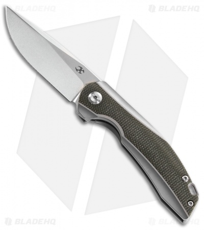 Kansept Knives Mini Accipiter Frame Lock Knife Green Micarta (2.8" SW)