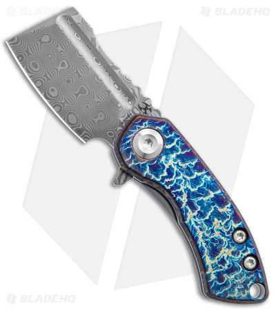 Kansept Mini Korvid Frame Lock Knife Lightning Strike Ti (1.5" Damascus)