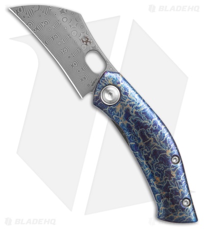Kansept Knives Osprey Frame Lock Knife Lightning Stike Titanium (2.4" Damascus)