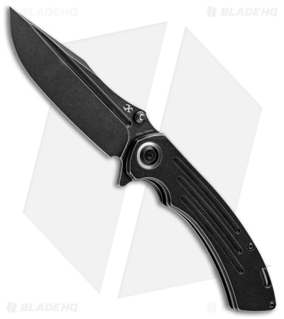 Kansept Knives Pretatout Clip Point Frame Lock Knife Black/Ti (3.6" Black SW)
