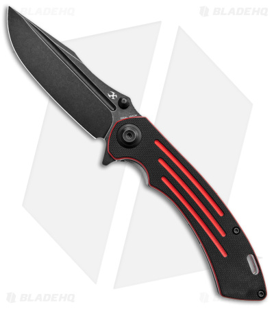 Kansept Knives Pretatout Liner Lock Knife Black/Red G-10 (3.6" Black Stonewash)